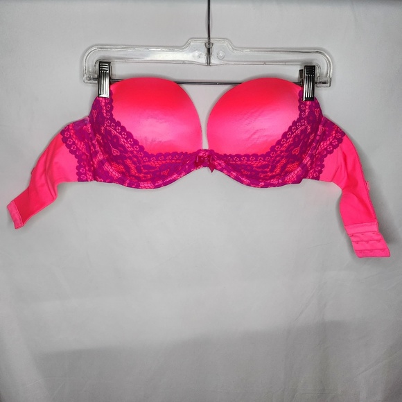 Victoria's Secret Very Sexy Strapless Multiway Hot Pink Purple Lace Bra Size 36D - Picture 5 of 14